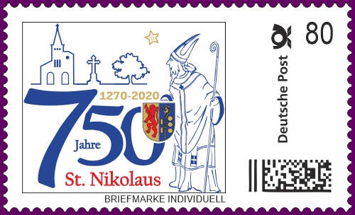 Die Nikolaus Briefmarke-Individuell für das Jahr 2020 - 750 Jahre St. Nikolaus