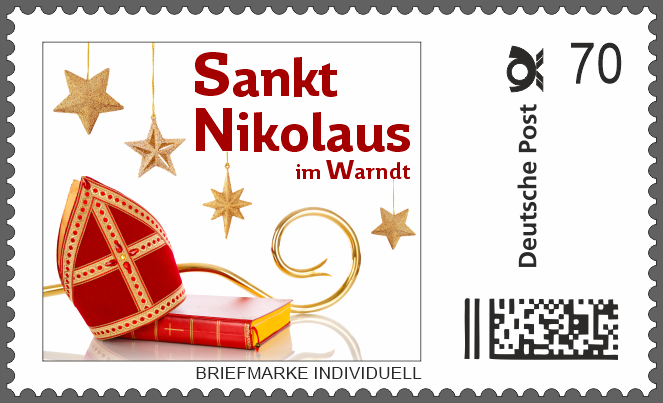 Nikolaus Briefmarke Individuell - Mitra, Stab, Buch