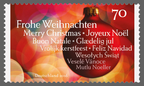 Briefmarke - Weihnachtskugel - Frohe Weihnachten