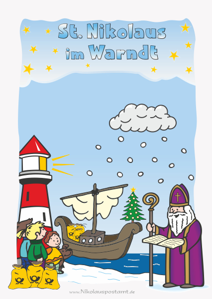 Nikolaus-Postkarte - Leuchtturm