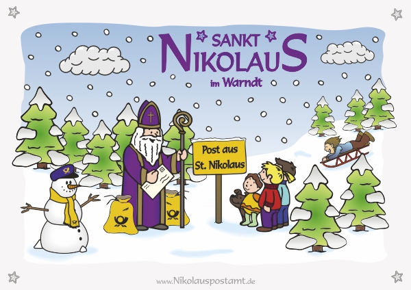 Nikolaus-Postkarte - Winter