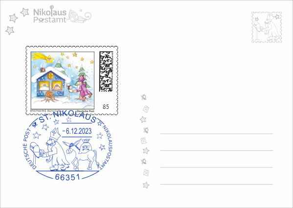 Postkarte - Kindertraum mit passender Briefmarke Individuell und echtem Nikolaus-Sonderstempel