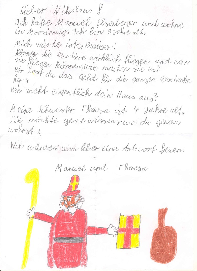 Kinderbrief an den Nikolaus aus St. Nikolaus