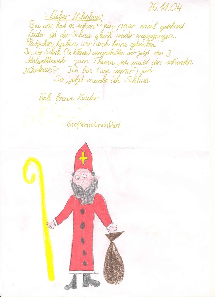 Kinderbrief an den Nikolaus aus St. Nikolaus