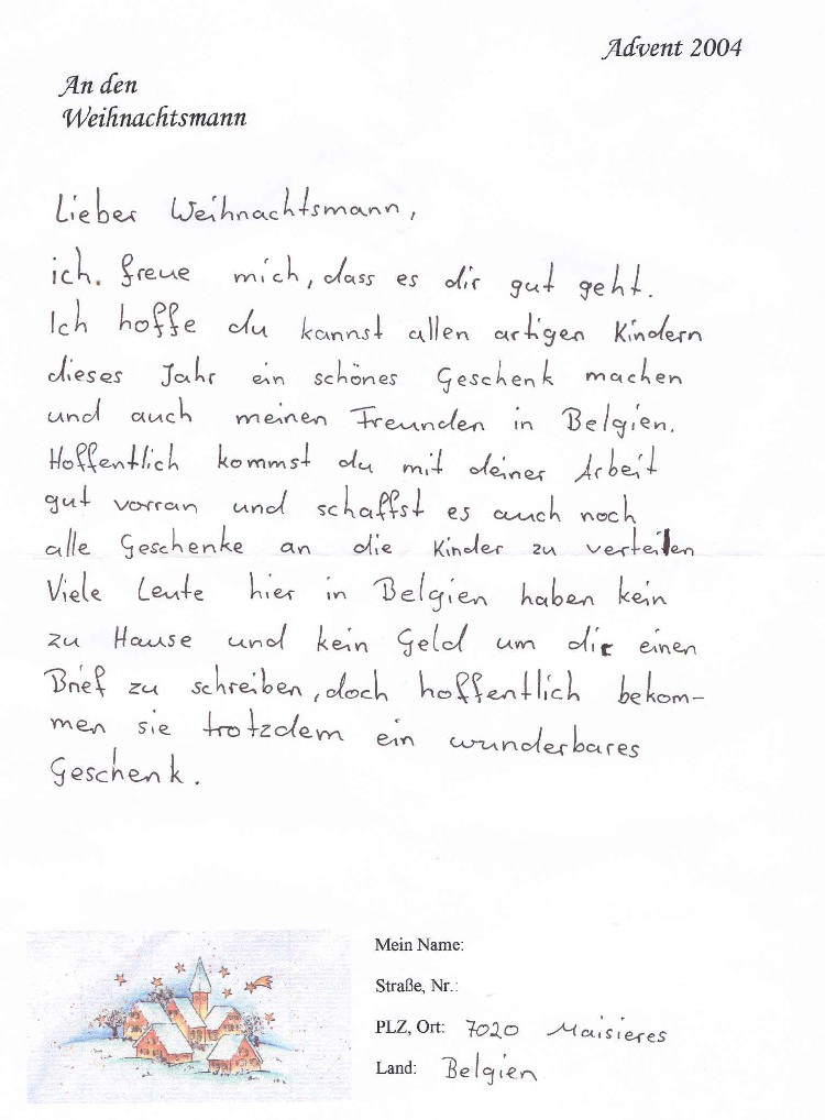 Kinderbrief an den Nikolaus aus St. Nikolaus