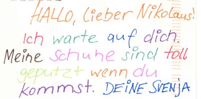 Kinderbrief an den Nikolaus aus St. Nikolaus