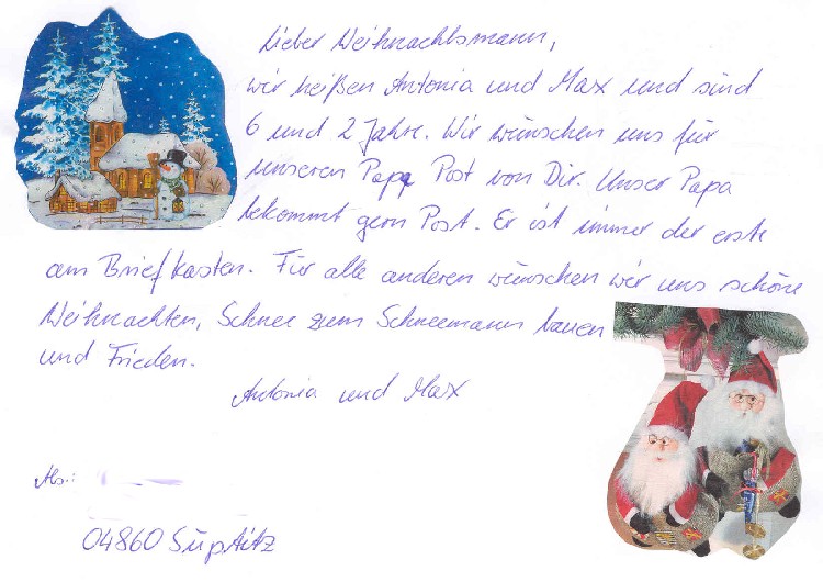 Kinderbrief an den Nikolaus aus St. Nikolaus