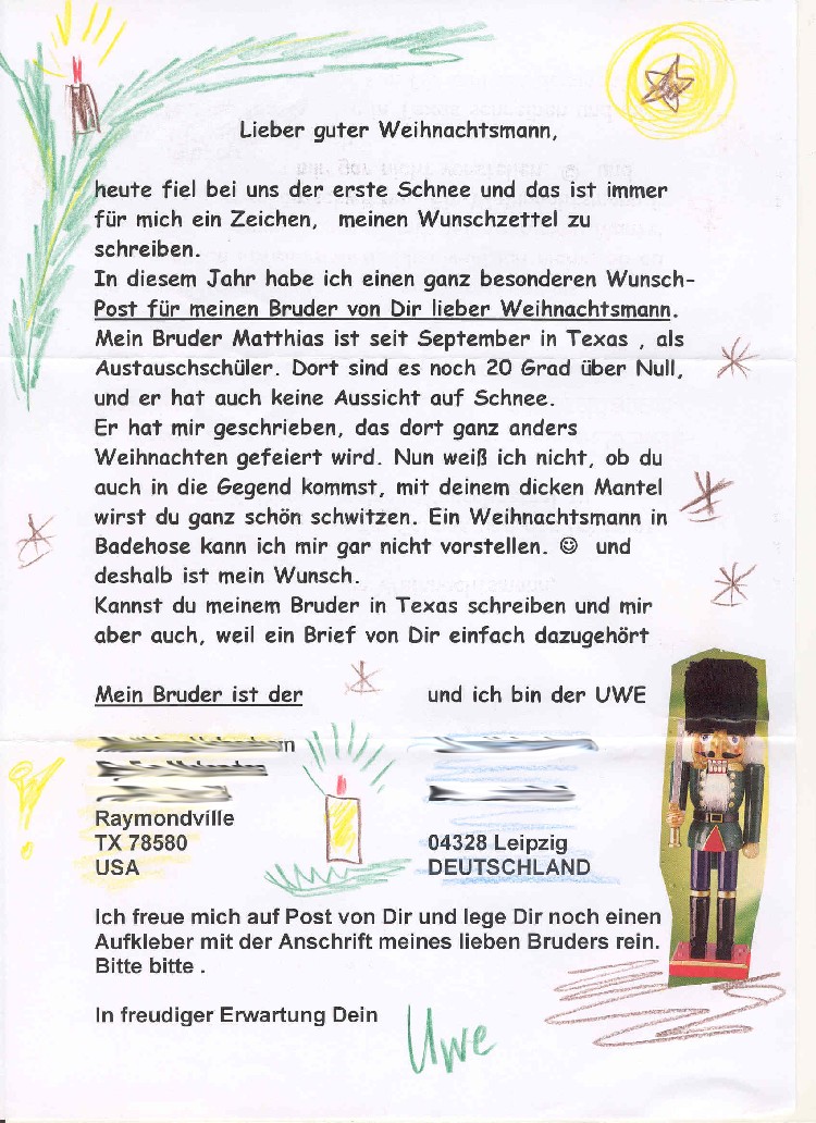 Kinderbrief an den Nikolaus aus St. Nikolaus