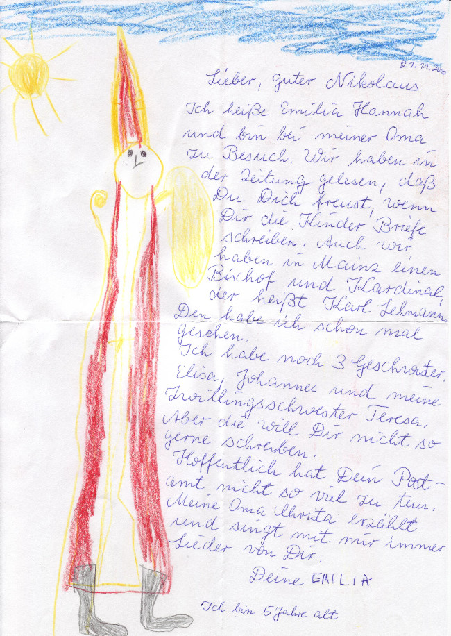 Kinderbrief an den Nikolaus aus St. Nikolaus