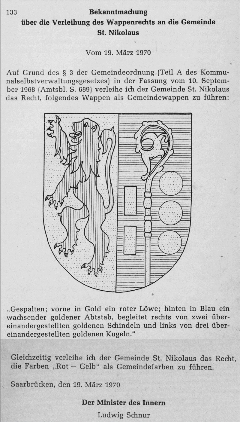 Bekanntmachung über die Verleihung des Wappenrechts.