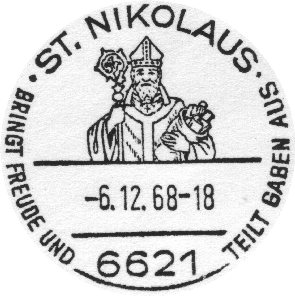 Der Nikolaus-Sonderstempel aus dem Jahr 1968