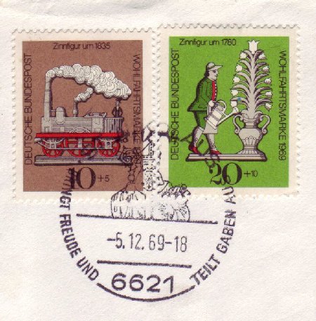 Der Nikolaus Sonderstempel auf Wohlfahrtsmarken 1969