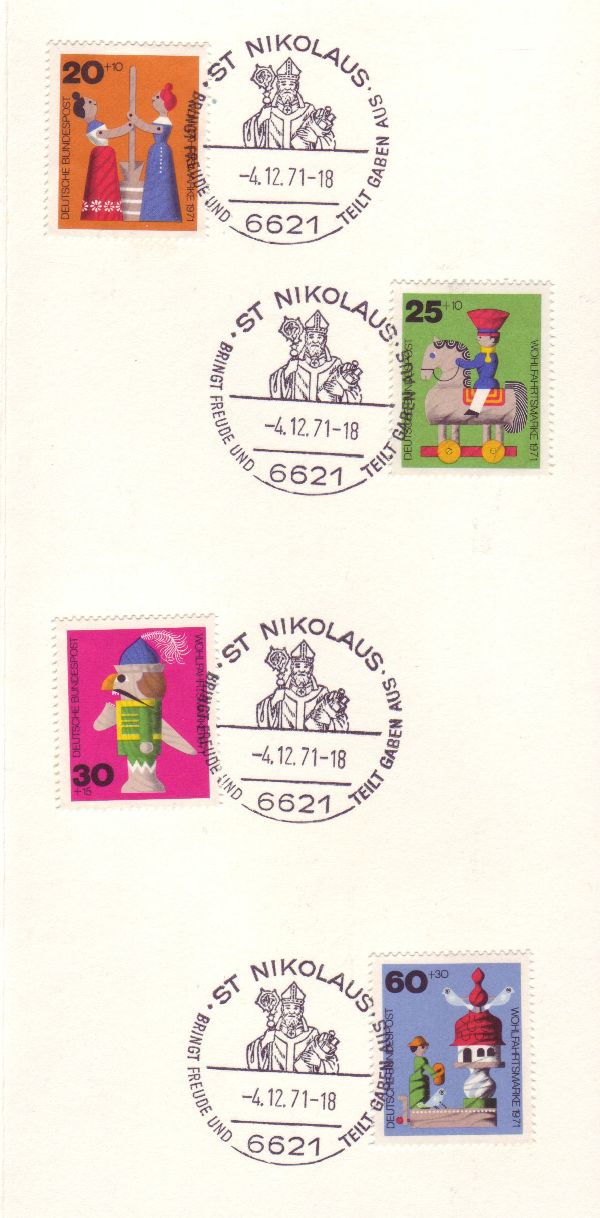 Der Nikolaus Sonderstempel auf Wohlfahrtsmarken 1971