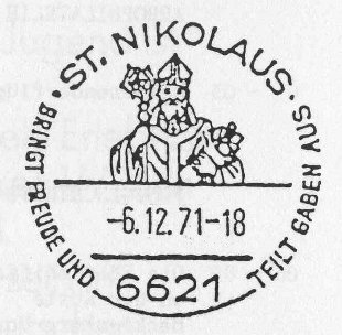 Der Nikolaus-Sonderstempel aus dem Jahr 1971