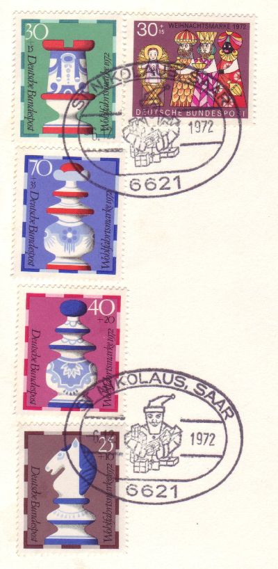 Der Nikolaus Sonderstempel auf Wohlfahrtsmarken 1972