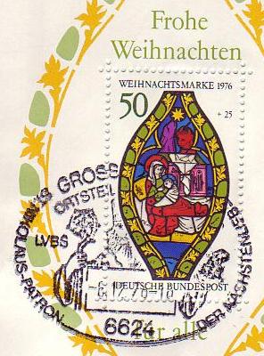 Der Nikolaus-Sonderstempel auf Weihnachtsmarken 1976