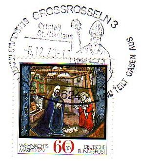 Der Nikolaus-Sonderstempel auf Weihnachtsmarke 1979