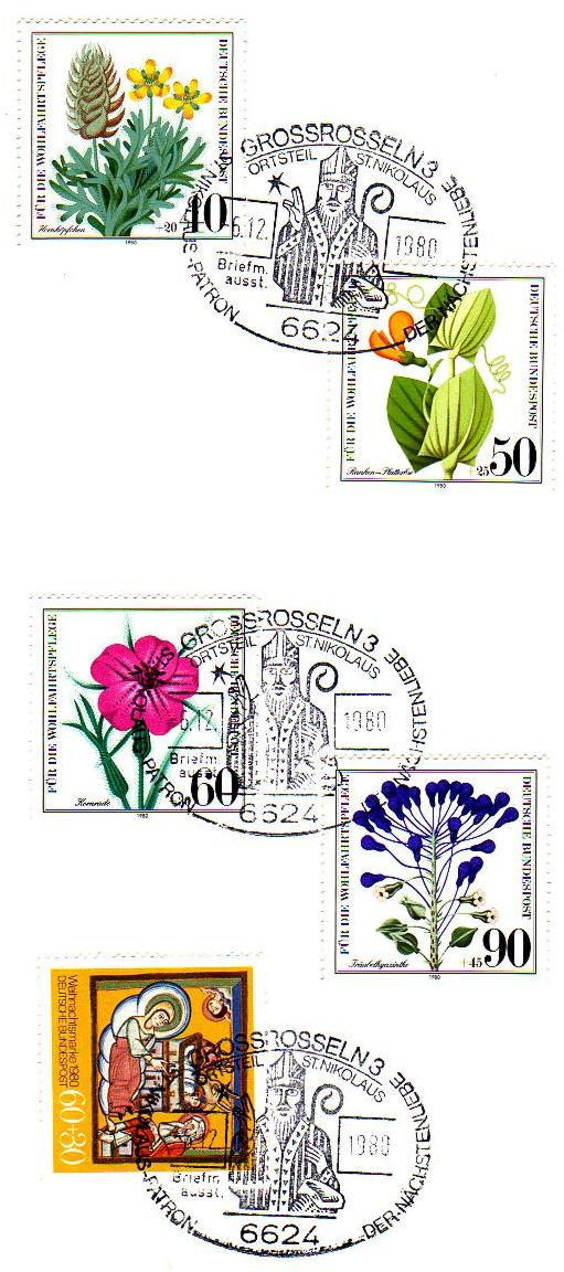 Der Nikolaus Sonderstempel auf Wohlfahrtsmarken 1980