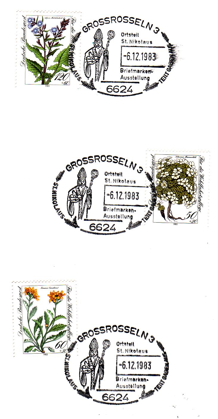 Der Nikolaus Sonderstempel auf Wohlfahrtsmarken 1983