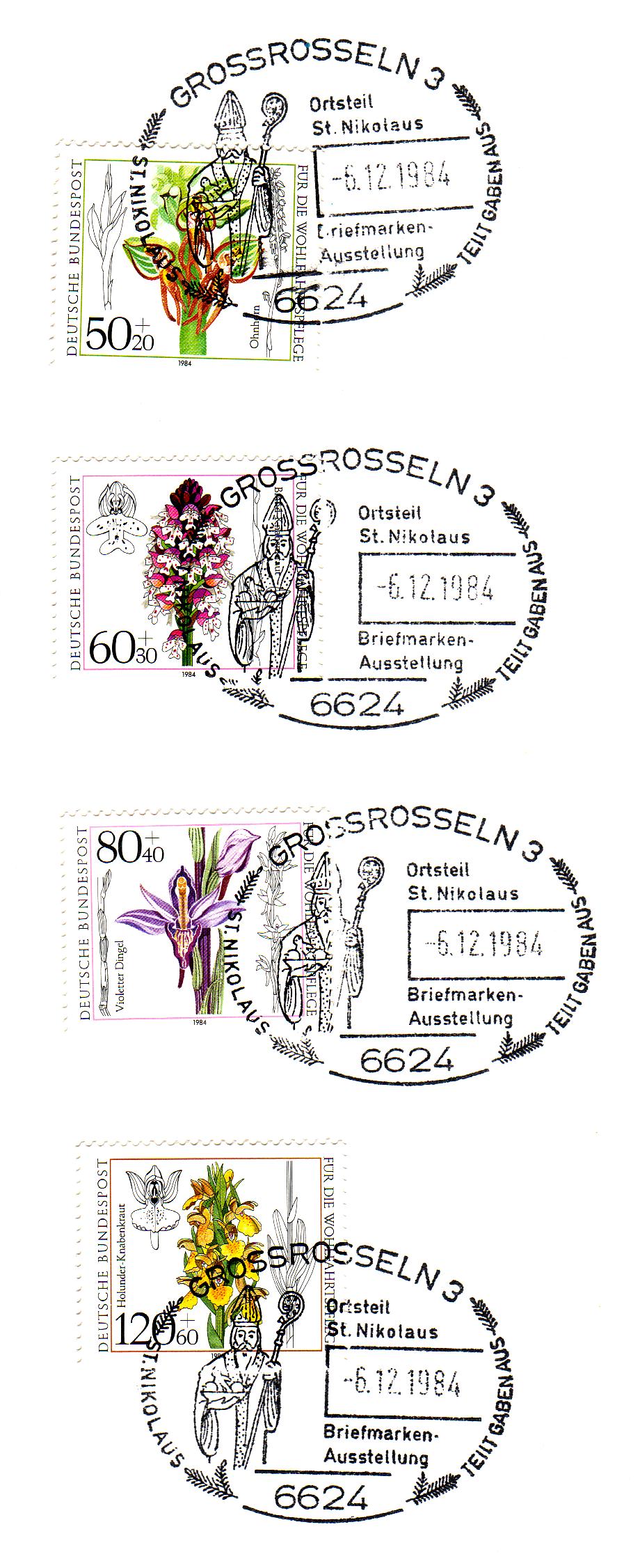 Der Nikolaus Sonderstempel auf Wohlfahrtsmarken 1984