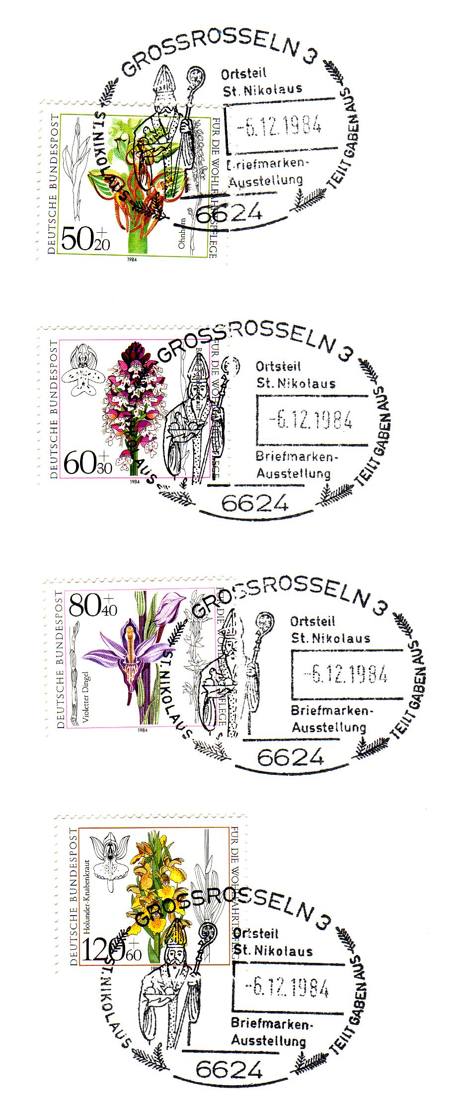 Der Nikolaus Sonderstempel auf Wohlfahrtsmarken 1984