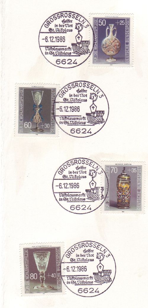 Der Nikolaus Sonderstempel auf Wohlfahrtsmarken 1986