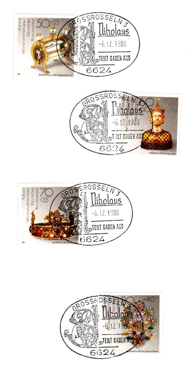 Der Nikolaus Sonderstempel auf Wohlfahrtsmarken 1988