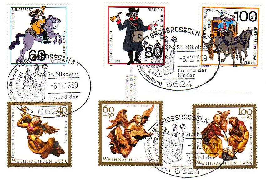 Der Nikolaus Sonderstempel auf Wohlfahrtsmarken 1989