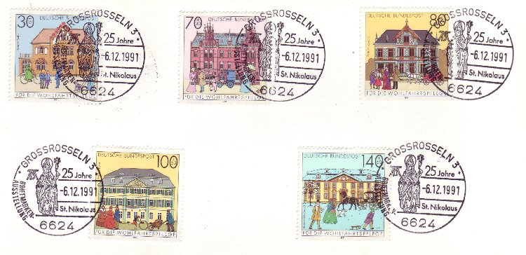 Der Nikolaus Sonderstempel auf Wohlfahrtsmarken 1991