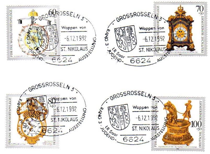 Der Nikolaus Sonderstempel auf Wohlfahrtsmarken 1992