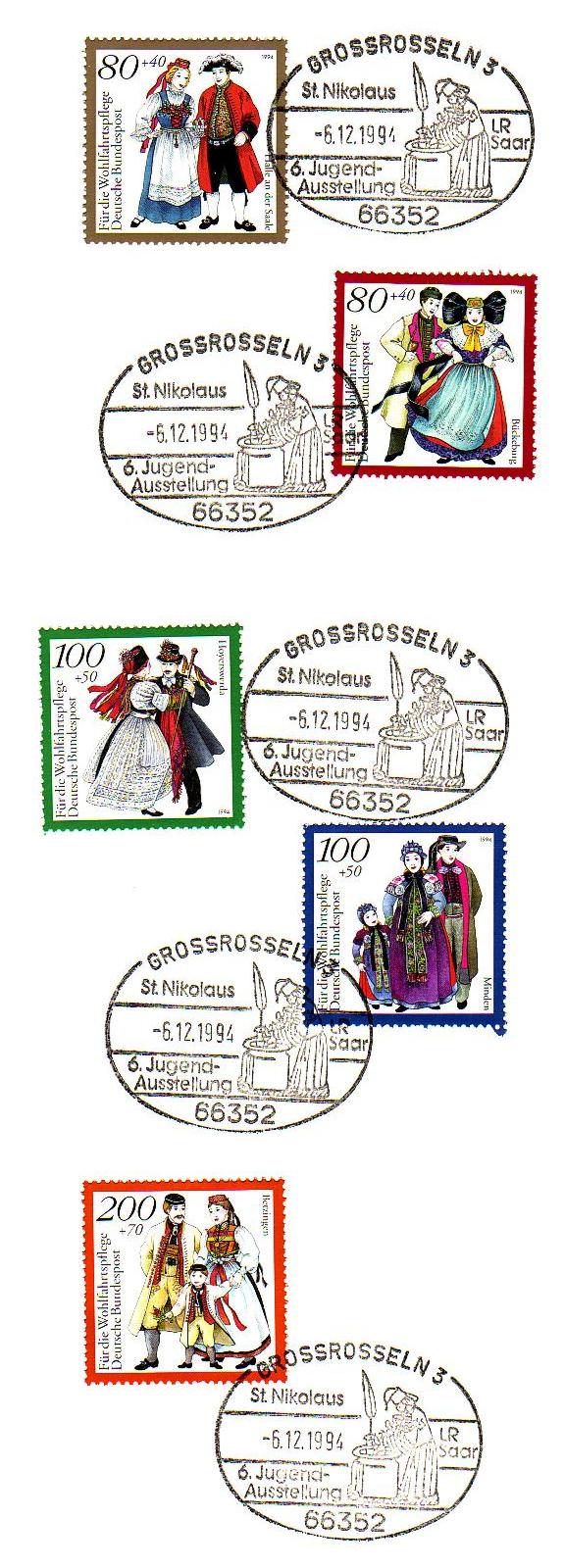 Der Nikolaus Sonderstempel auf Wohlfahrtsmarken 1994