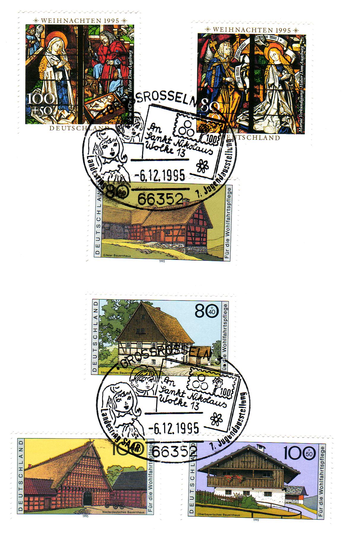 Der Nikolaus Sonderstempel auf Wohlfahrtsmarken 1995