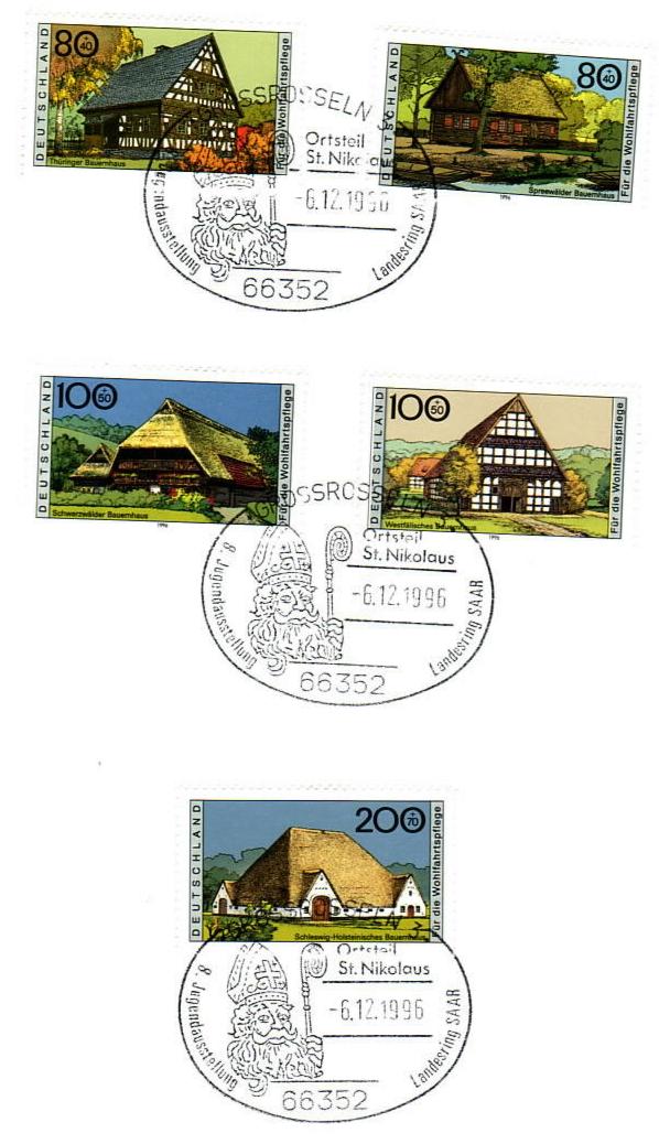 Der Nikolaus Sonderstempel auf Wohlfahrtsmarken 1996