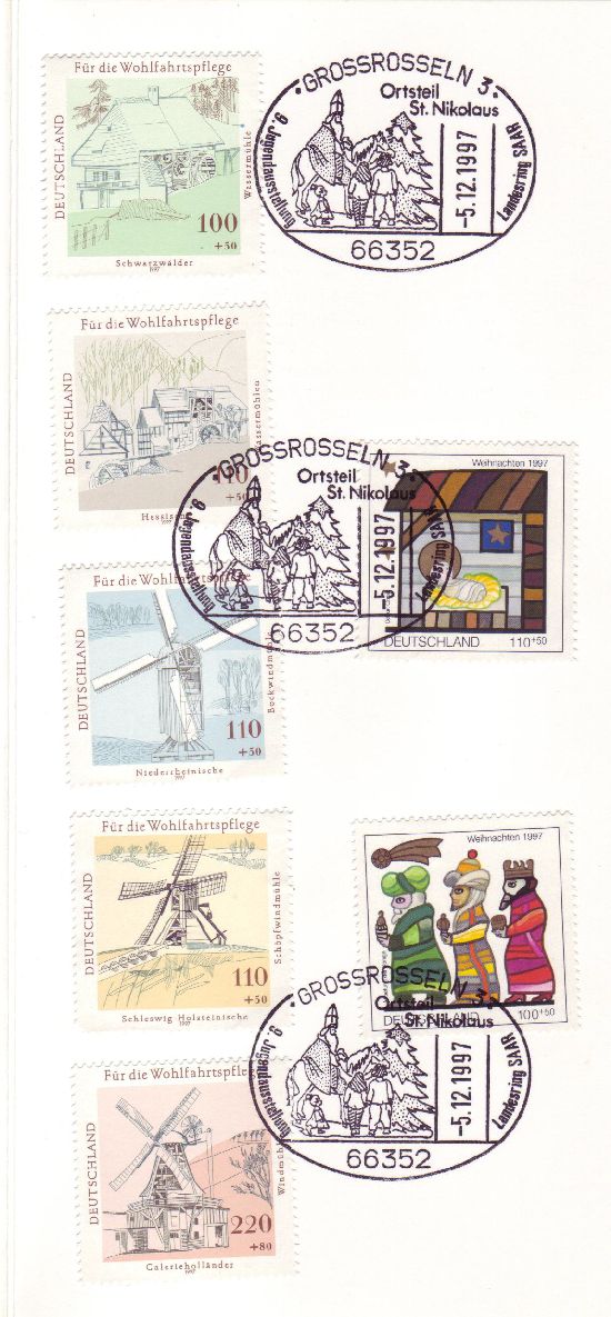 Der Nikolaus Sonderstempel auf Wohlfahrtsmarken 1997