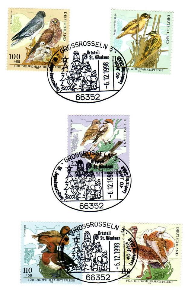 Der Nikolaus Sonderstempel auf Wohlfahrtsmarken 1998