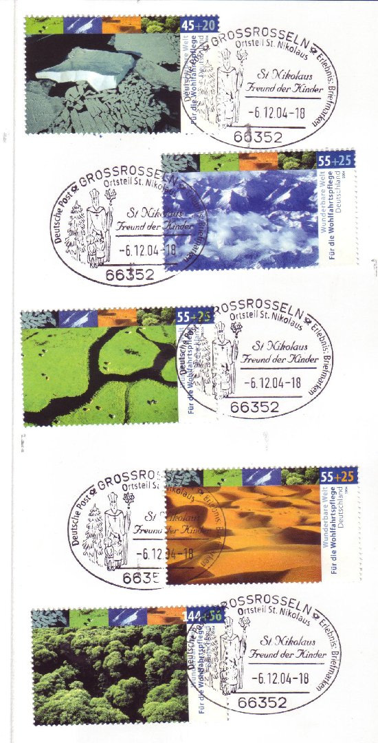 Der Nikolaus Sonderstempel auf Wohlfahrtsmarken 2004
