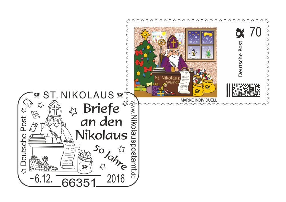 Der Nikolaus-Sonderstempel auf der Nikolausmarke 2016