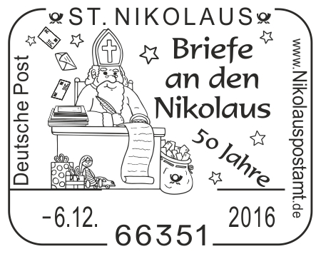 Der Nikolaus-Sonderstempel aus dem Jahr 2016