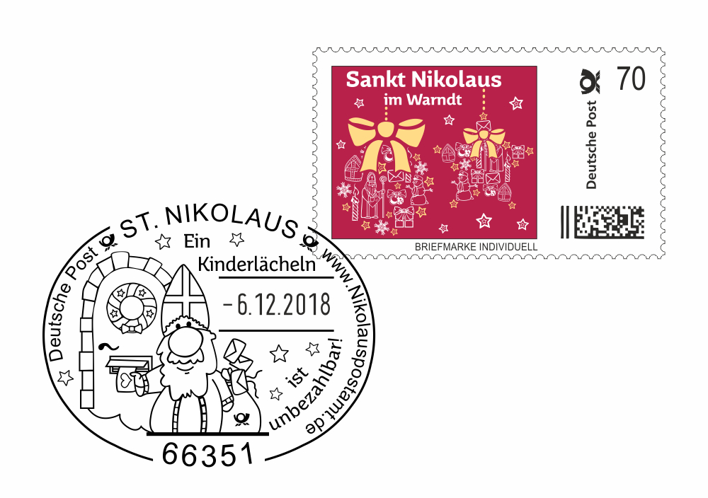 Der Nikolaus-Sonderstempel auf der Nikolausmarke 2018