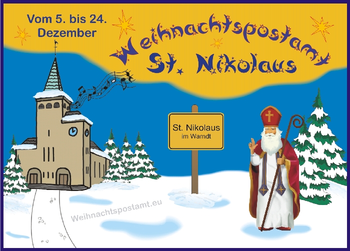 Das Weihnachtspostamt St. Nikolaus hat in der Zeit vom 5. bis zum 24. Dezember für Sie geöffnet.